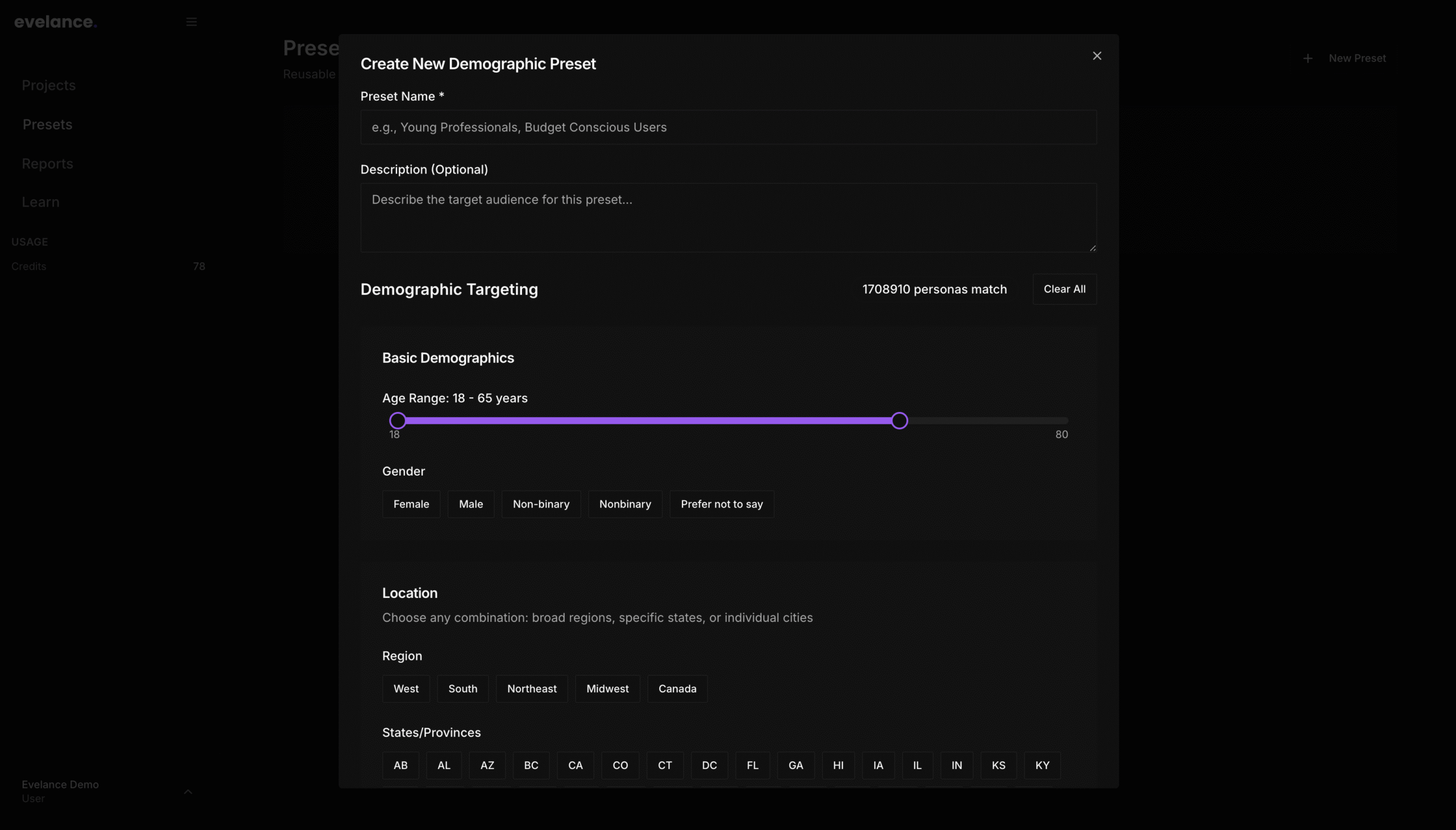 Evelance Feature Release: Custom Presets